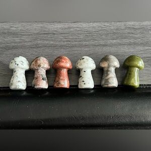 6 Misc Agate Small Mushroom Crystal Carving Healing /  Emotional Balance 1.25”